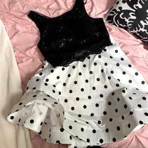 Jodi Kristopher two-piece polka dot and sparkly lace dress